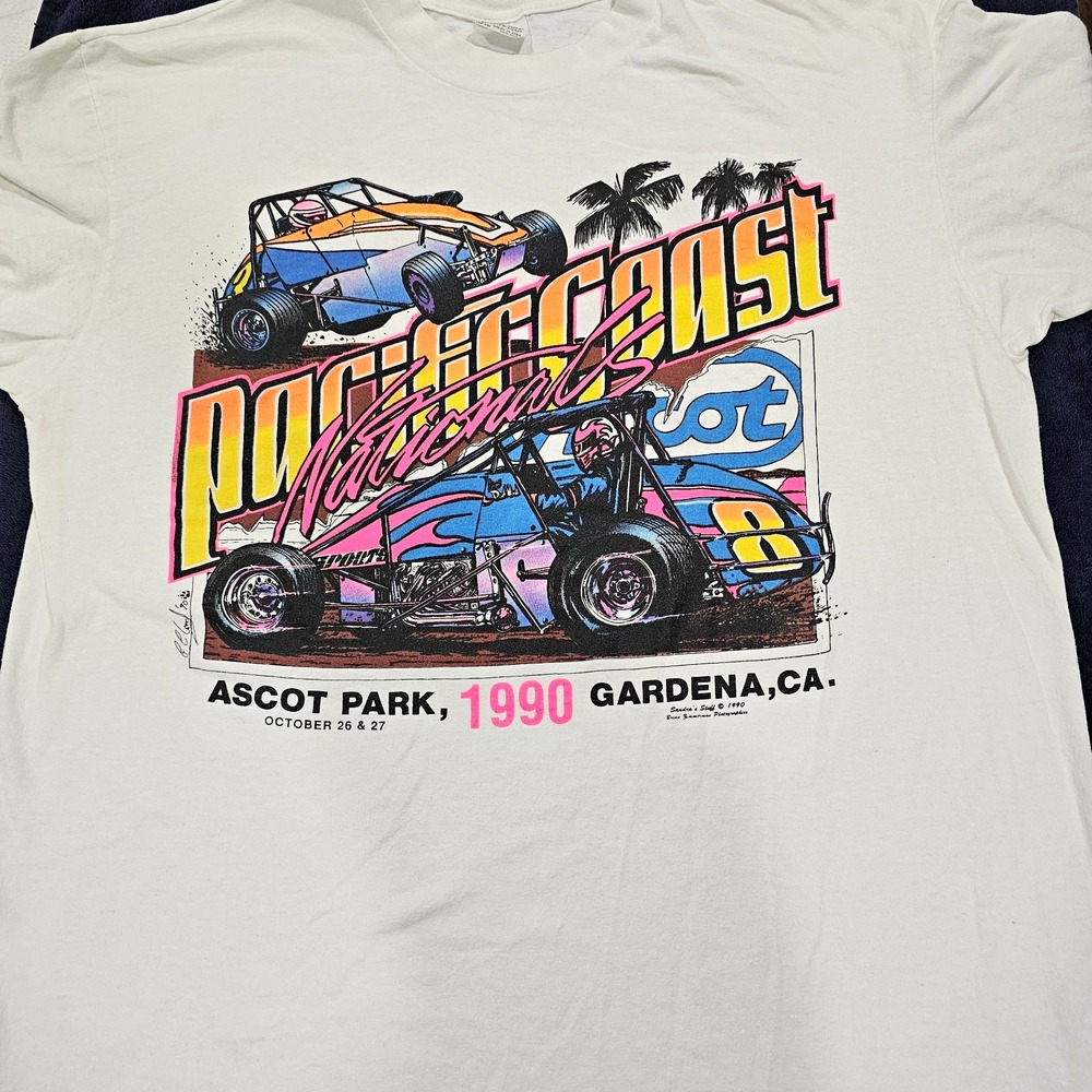 Vintage 1990 Ascot Park Nostalgia Nationals CRA Racing T Shirt Stedman XL
